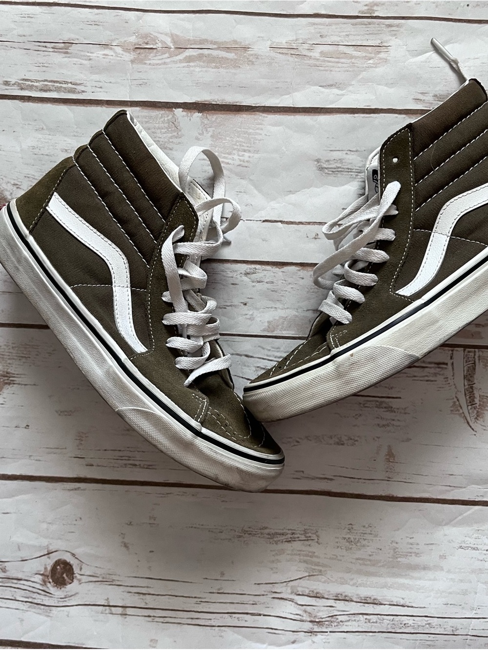 Vans Sk8-Hi High-Top Sneakers - Olive & White